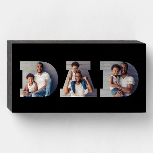 Dad 3_Photo Collage Typography Cutout Black Wooden Box Sign