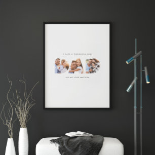 Dad 3 photo modern typography fathers day gift print