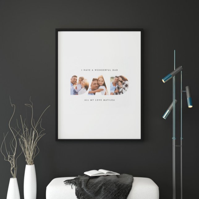 Dad 3 photo modern typography fathers day gift print (Creator Uploaded)