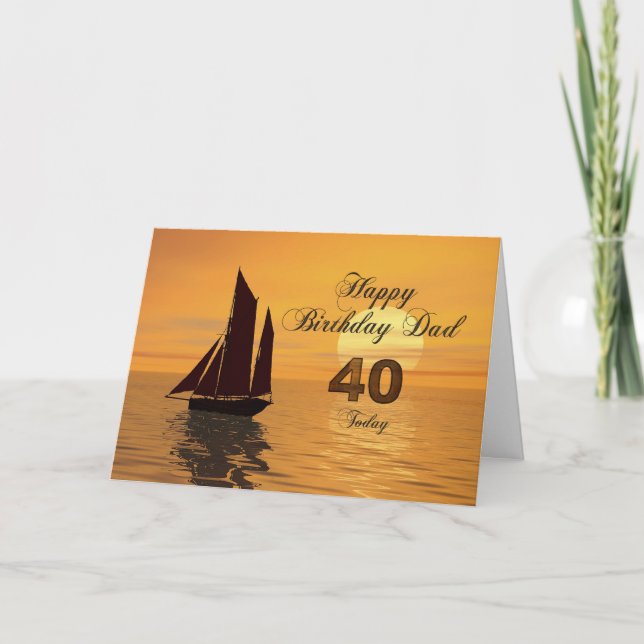 Dad, 40th Sunset yacht birthday card (Front)