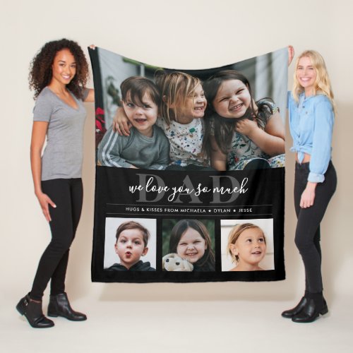 Dad 4_Photo Collage  Personal Message Fleece Blanket