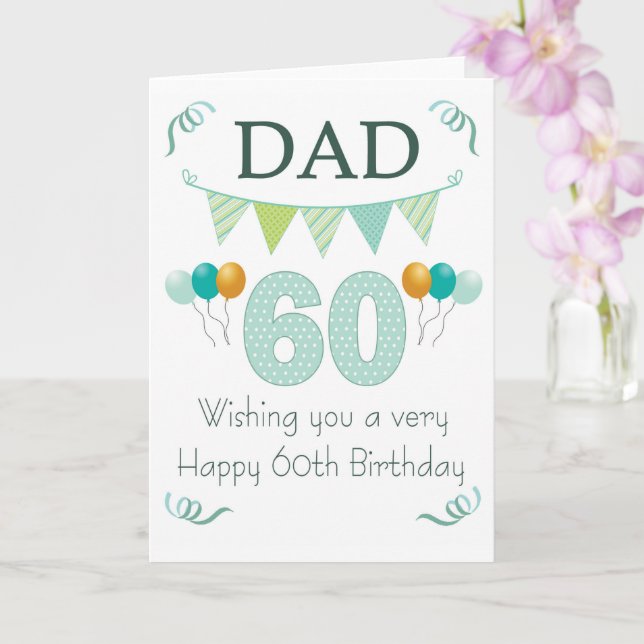 60th Dad Birthday Card With Envelope & Badge - 9x6 Inches, Age 60 Sixty
