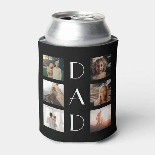 Dad 6 Photo Collage Cute Elegant Fathers Day Can Cooler