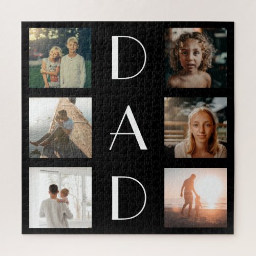 Dad 6 Photo Collage Cute Elegant Fatherâs Day Jigsaw Puzzle