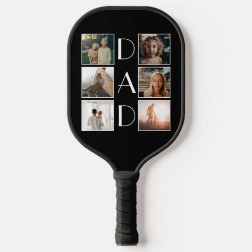 Dad 6 Photo Collage Cute Elegant Fathers Day Pickleball Paddle