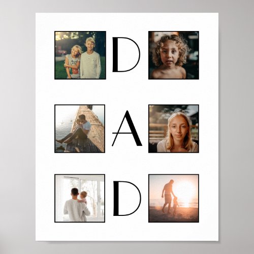 Dad 6 Photo Collage Cute Elegant Fatherâs Day Poster