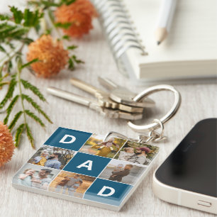 Dad 7 Multiple Photo Grid, Memento Keepsake Gift Keychain