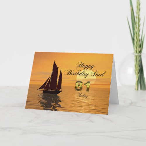 Dad 81st Sunset yacht birthday card