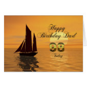 Dad, 98th Sunset yacht birthday card (Front Horizontal)
