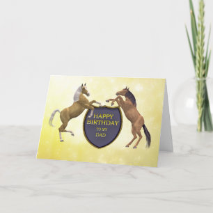Dad, a birthday card with rearing horses
