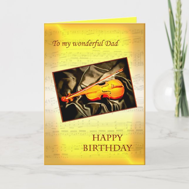 Dad, a musical birthday card with a violin (Front)