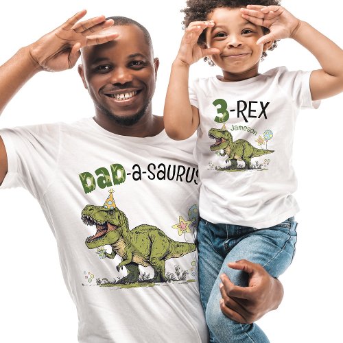 Dad_a_saurus Dinosaur Theme Kids Birthday Party T_Shirt