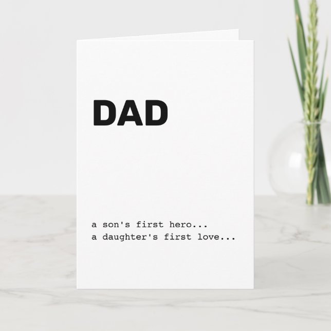 Dad A Son's First Hero Happy Father's Day Minimal Card (Front)