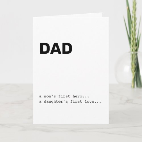 Dad A Sons First Hero Happy Fathers Day Minimal Card