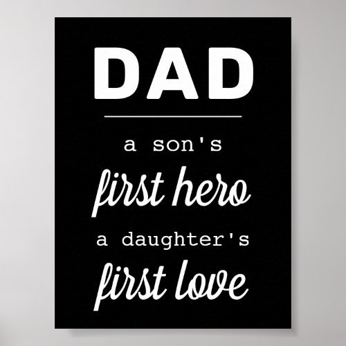 Dad A Sons First Hero Typography Modern Father Poster