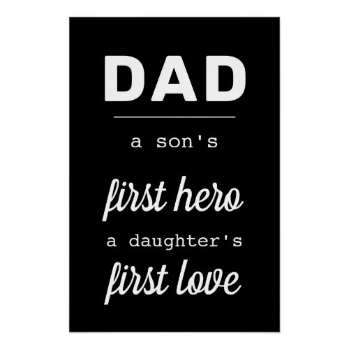 Dad A Sons First Hero Typography Modern Father Poster