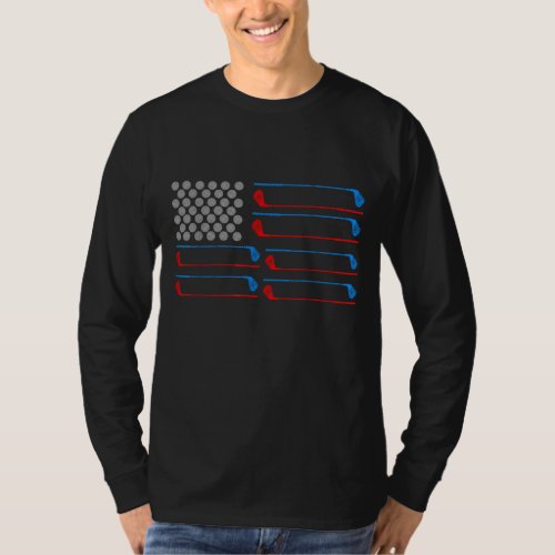 Dad American Flag Golf July 4th Fathers Day Gift T_Shirt