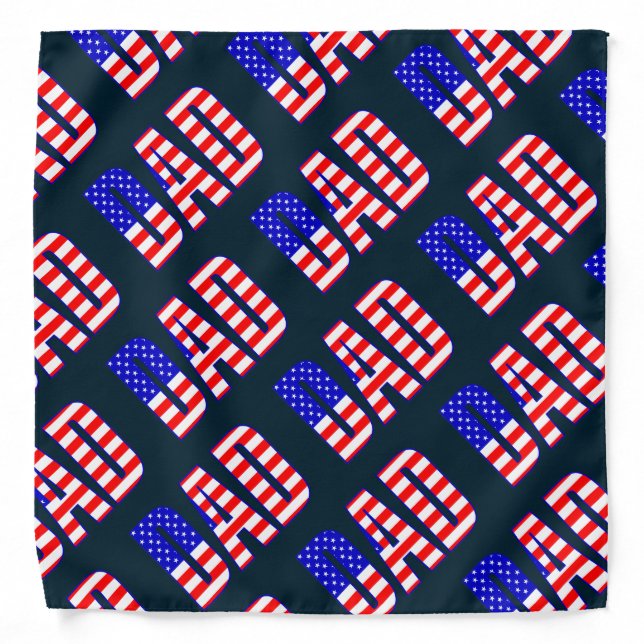 Dad American Flag Patterned Text Bandana (Front)