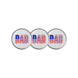 Dad American Flag Patterned Text Golf Ball Marker