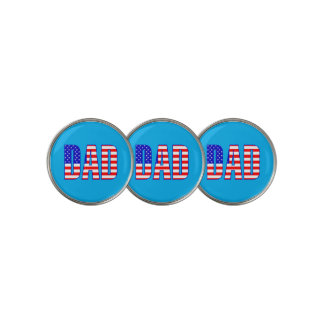 Dad American Flag Patterned Text Golf Ball Marker
