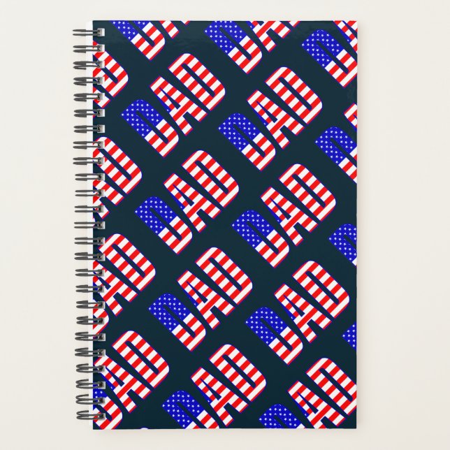 Dad American Flag Patterned Text Planner (Front)