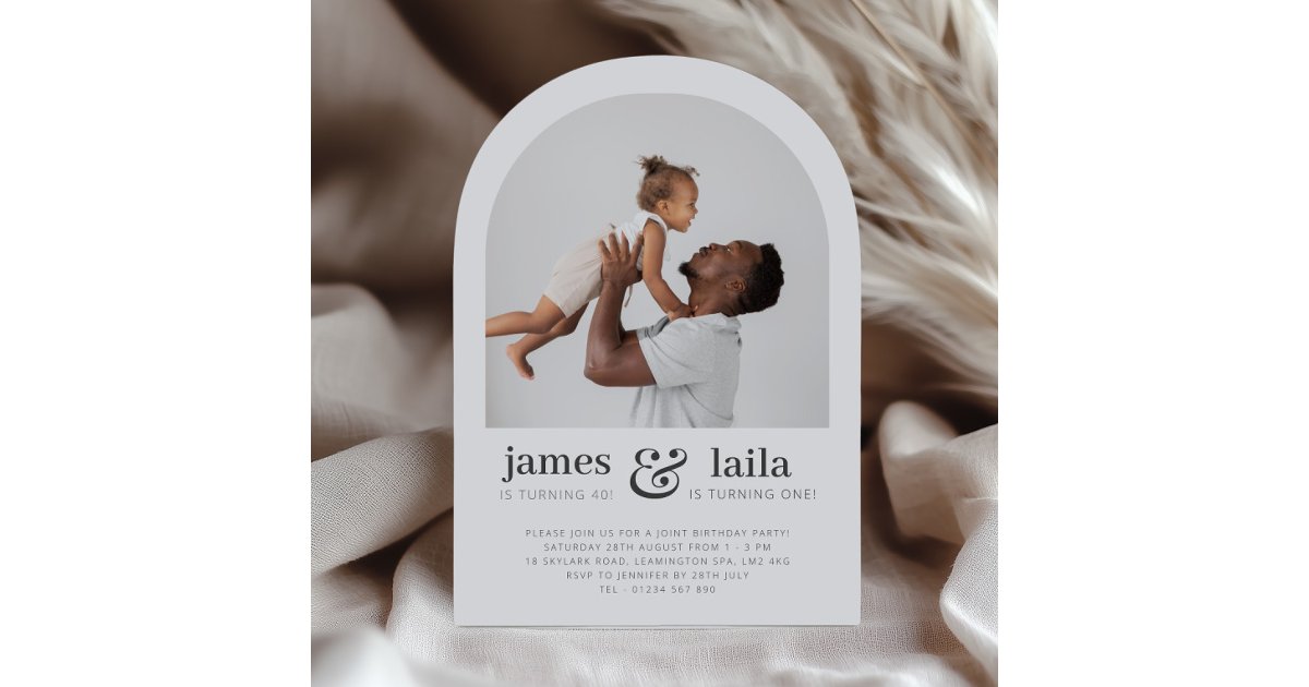 Dad Arch Dad and Child - Arch Photo Joint Birthday Invitation | Zazzle