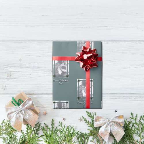 Dad and Child Photo Merry Christmas Dad Green Wrapping Paper