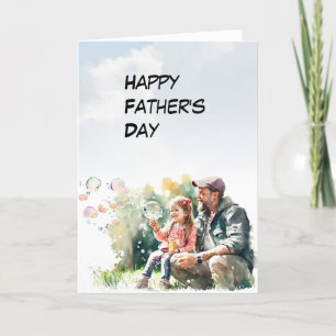 Dad and Daughter create bubbles Father's Day card