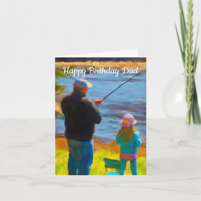Dad and Daughter Fishing Birthday Card | Zazzle