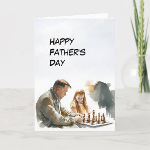Dad and Daughter playing chess Father's Day card