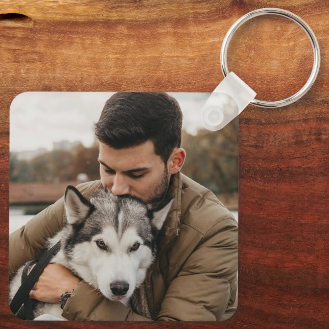 Dad And Dog Photo Keychain (Back)