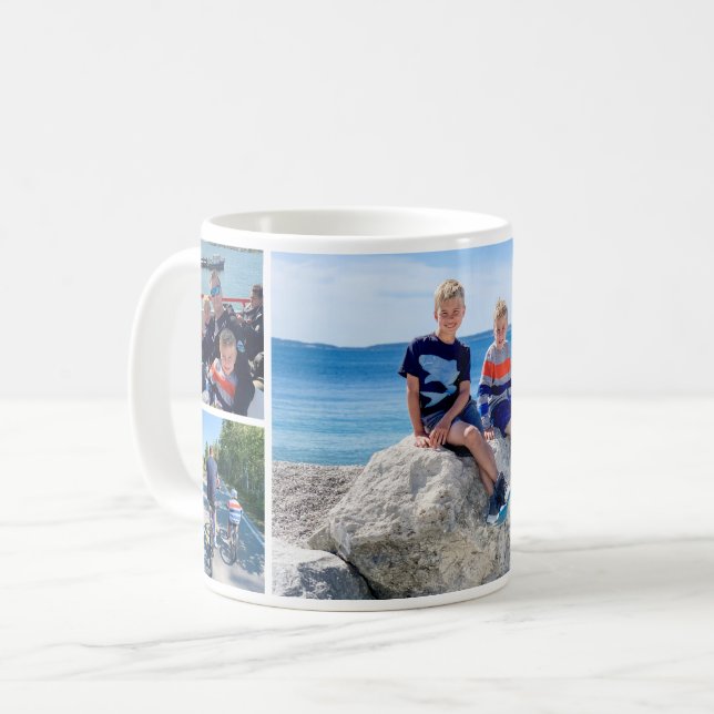 Dad and Kids Photo Collage Full Wrap Coffee Mug (Front Left)
