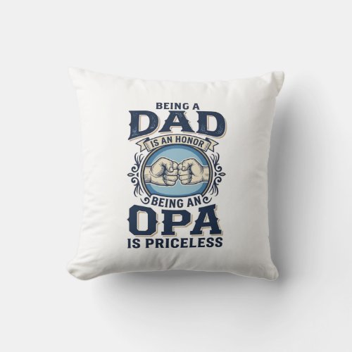 Dad and Opa Vintage Fist Bump Shirt Design_1 Throw Pillow