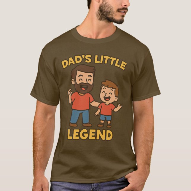 Dad and Son Matching Cartoon Dad’s Little Legend T-Shirt (Front)
