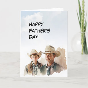 Dad and Son wearing cowboy hats Father's Day card