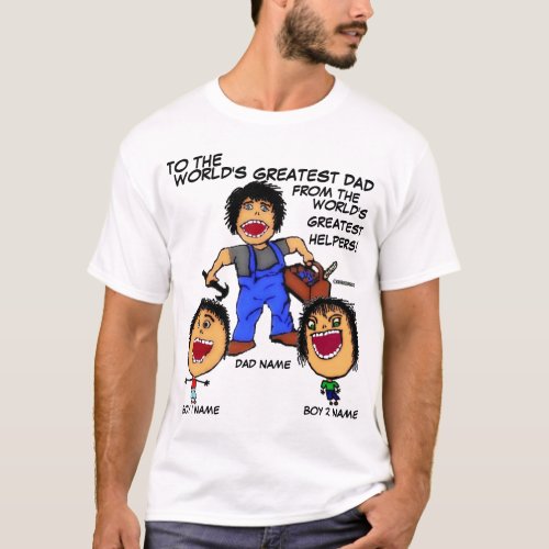 Dad and Sons Funny Cartoon T_Shirt