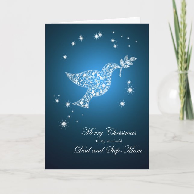 Dad and Step-mom , Dove of peace Christmas Holiday Card (Front)
