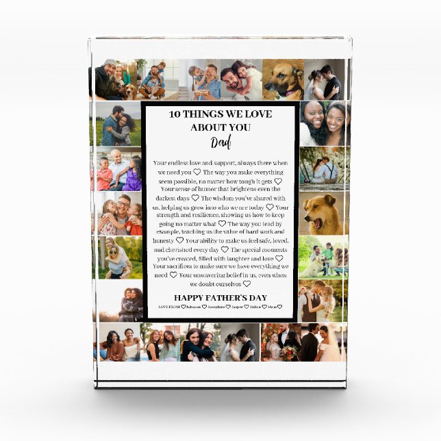 Dad appreciation | Fathers Day 22 Photo Collage Acrylic Award (Front)