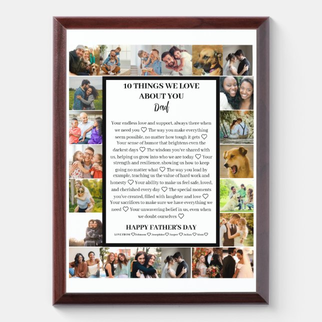 Dad appreciation | Fathers Day 22 Photo Collage Award Plaque (Vertical)