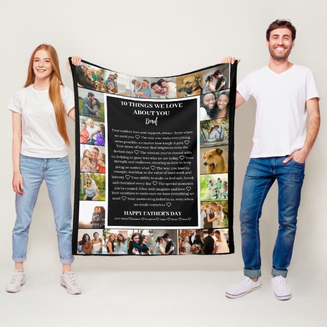 Dad appreciation | Fathers Day 22 Photo Collage Fleece Blanket (In Situ)