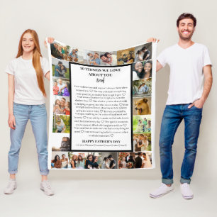 Dad appreciation Fathers Day 22 Photo Collage Fleece Blanket