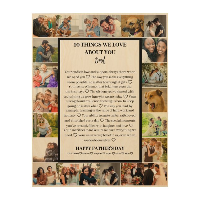 Dad appreciation | Fathers Day 22 Photo Collage Wood Wall Art (Front)