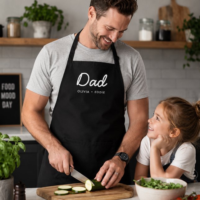 Dad Apron | Personalized Cooking Gift Father's Day (Personalized dad apron with kids' names for cooking, grilling, and Father's Day gifting.)