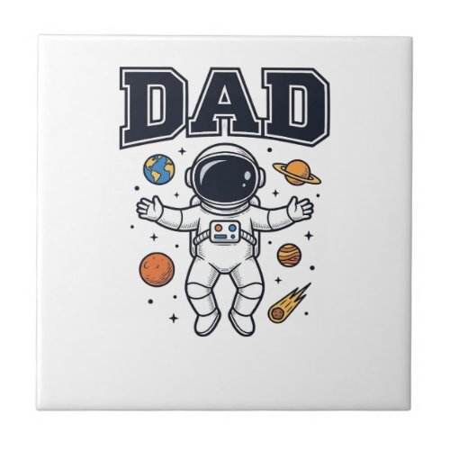 Dad Astronaut Space Vector Shirt Design_1 Ceramic Tile