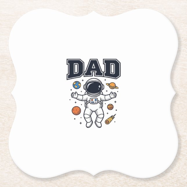 Dad Astronaut Space Vector Shirt Design_1 Paper Coaster (Front)