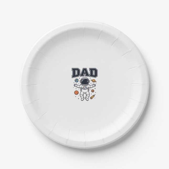Dad Astronaut Space Vector Shirt Design_1 Paper Plates (Front)