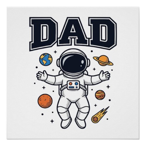 Dad Astronaut Space Vector Shirt Design_1 Poster
