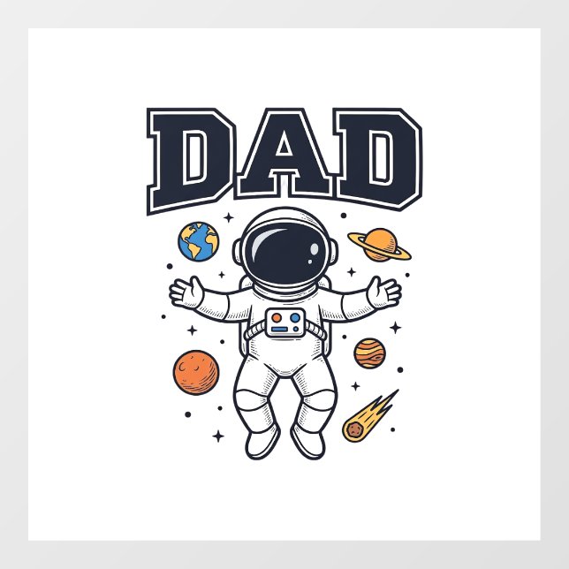 Dad Astronaut Space Vector Shirt Design_1 Window Cling (Sheet)