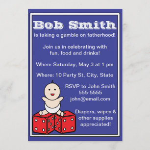 Dad Baby Shower Baby Dice Gamble Invitation