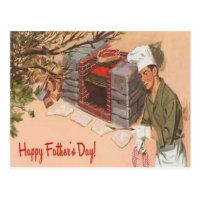 Dad Barbeque BBQ Retro Ad Vintage Father's Day Postcard
